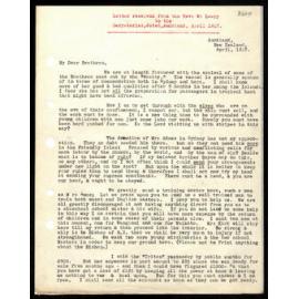Letter to Secretaries from Rev. W. Lawry