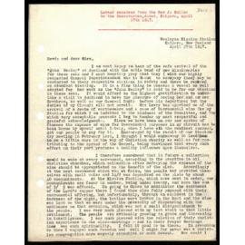 Letter to Secretaries from Rev. J. Buller