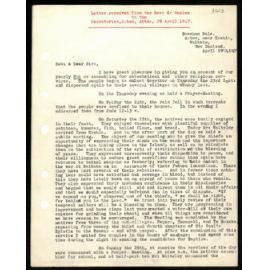 Letter to Secretaries from Rev. G. Smales