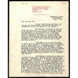 Letter to General Secretaries from Chas Creed