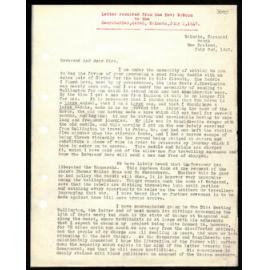 Letter to Secretaries from Rev. W. Woon