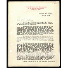 Letter to General Secretaries from Rev. Thomas Buddle