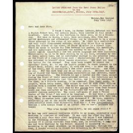 Letter to Secretaries from Rev. James Buller