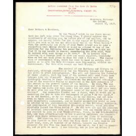 Letter to Secretaries from Rev. J. Hobbs