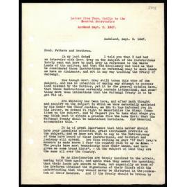 Letter to General Secretaries from Thos Buddle