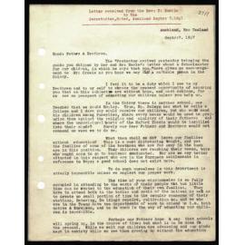 Letter to Secretaries from Rev. T. Buddle