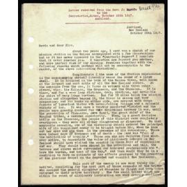 Letter to Secretaries from Rev. J. Buller