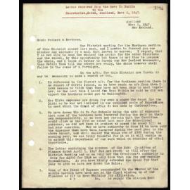 Letter to Secretaries from Rev. T. Buddle