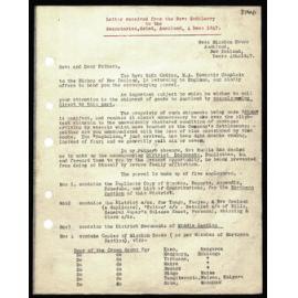Letter to Secretaries from Rev. H. H. Lawry