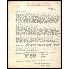 Letter to Secretaries from Rev. W. Lawry