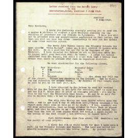Letter to Secretaries from Rev. W. Lawry