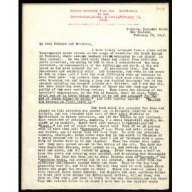 Letter to Secretaries from Rev. W. Woon