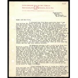 Letter to Secretaries from Rev. J. Buller