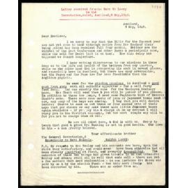Letter to Secretaries from Rev. W. Lawry