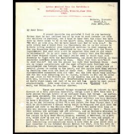 Letter to Secretaries from Rev. W. Woon
