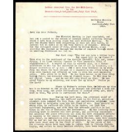 Letter to Secretaries from Rev. H. H. Lawry