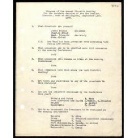 Minutes, Annual District Meeting, Southern Section of New Zealand District to Secretaries from Charles Creed