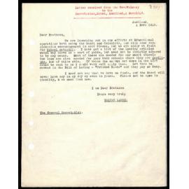 Letter to Secretaries from Rev. W. Lawry