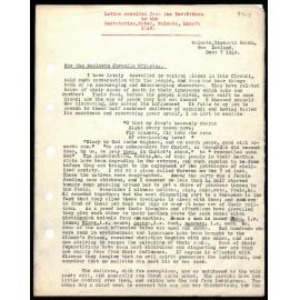 Letter to Secretaries from Rev. W. Woon