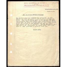 Letter to Secretaries from Rev. W. Woon
