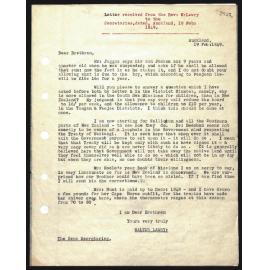 Letter to Secretaries from Rev. W. Lawry
