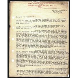 Letter to Rev. D Beecham from Rev. W. Woon
