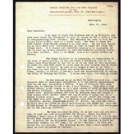 Letter to Secretaries from Rev. W. Lawry