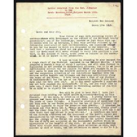 Letter to Revd Beecham from Rev. J. Buller