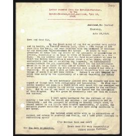 Letter to Rev. Dr. Beecham from Rev. J. H. Fletcher