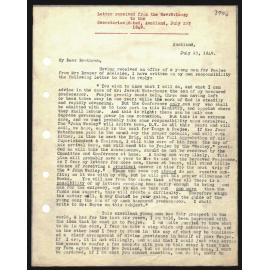 Letter to Secretaries from Rev. W. Lawry