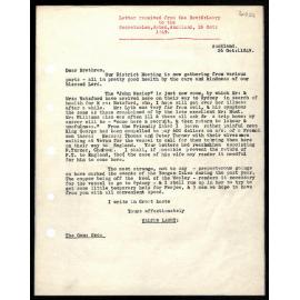 Letter to Secretaries from Rev. W. Lawry