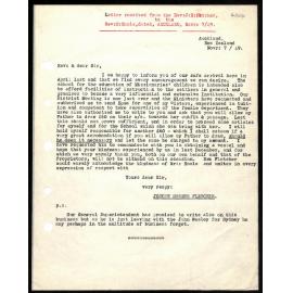 Letter to Rev. E. Hoole from Rev. J. H. Fletcher