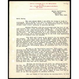 Letter to Rev. Dr. Beecham from Rev. A Reid