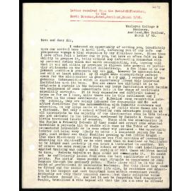 Letter to Rev. Beecham from Rev. J. H. Fletcher