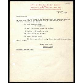 Letter to Secretaries from Rev. W. Lawry