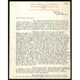 Letter to Secretaries from Rev. S. Rabone