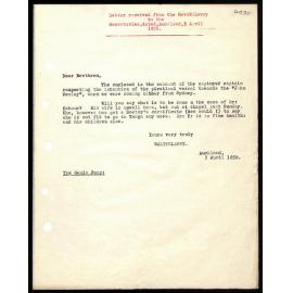Letter to Secretaries from Rev. W. Lawry