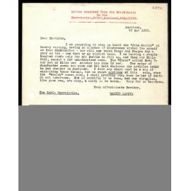 Letter to Secretaries from Rev. W. Lawry