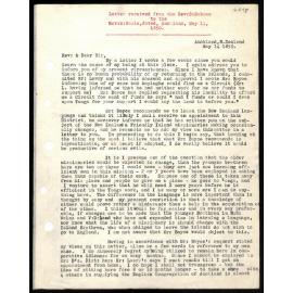 Letter to Rev. E. Hoole from Rev. S. Rabone