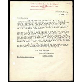 Letter to Secretaries from Rev. W. Lawry