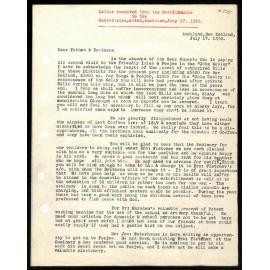 Letter to Secretaries from Rev. T. Buddle
