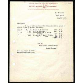 Letter to Secretaries from Rev. J. Watkin