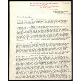 Letter to Secretaries from Rev. J. Buller