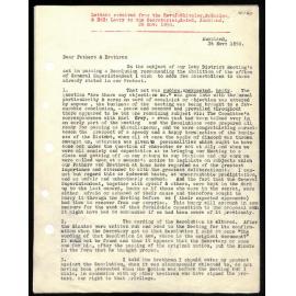Letter to Secretaries from Rev. J. Whiteley, G. Smales, H. H. Lawry