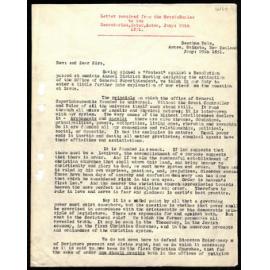 Letter to Secretaries from Rev. G. Smales