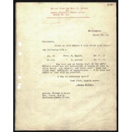 Letter to Messrs. Farmer and Scott from Rev. J. Watkin