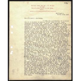 Letter to Secretaries from Rev. J. Watkin