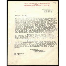 Letter to Rev. E. Hoole from Rev. J. H. Fletcher