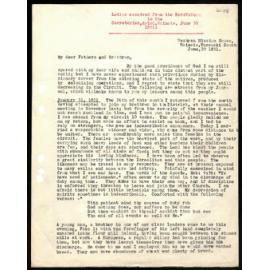 Letter to Secretaries from Rev. W. Woon