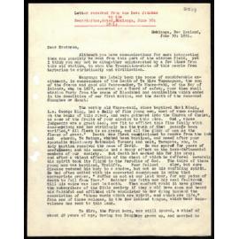 Letter to Secretaries from Rev. J. Hobbs